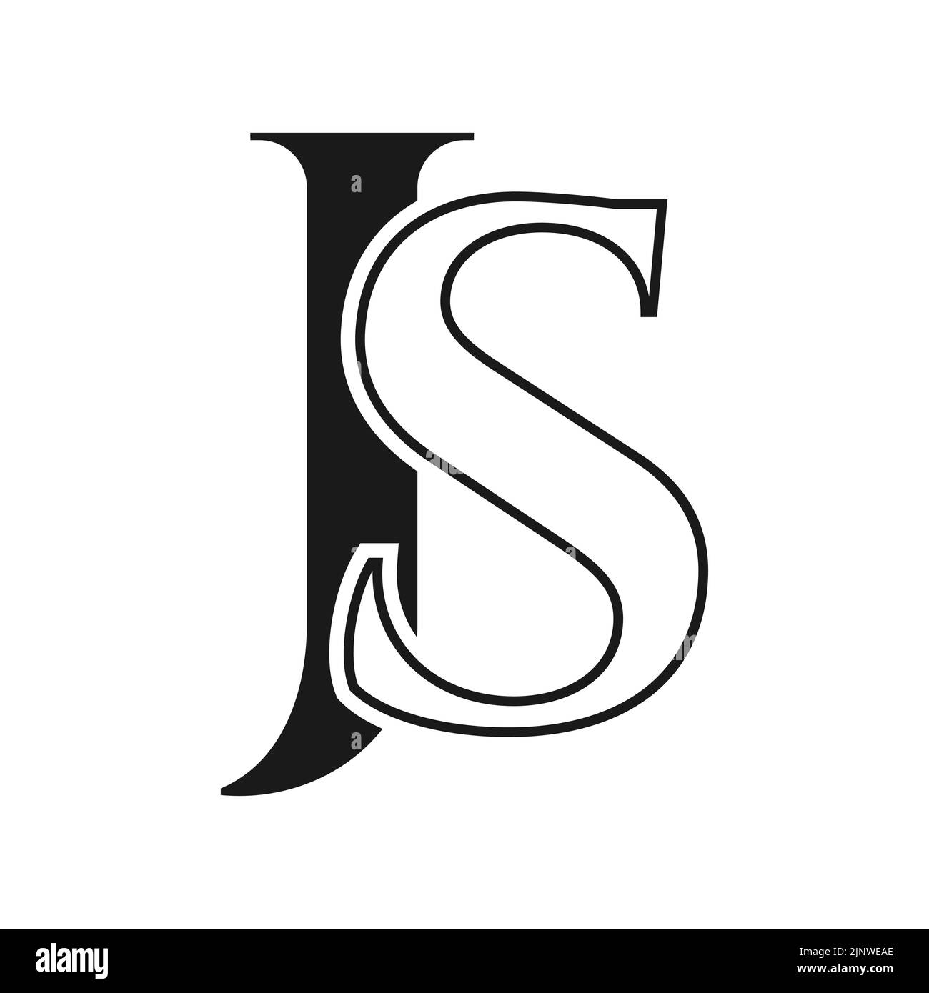 Lettera iniziale SJ, modello di logo JS. Monogramma lettera SJ modello vettoriale di disegno di marchio di lusso per l'identità di azienda e di affari Illustrazione Vettoriale