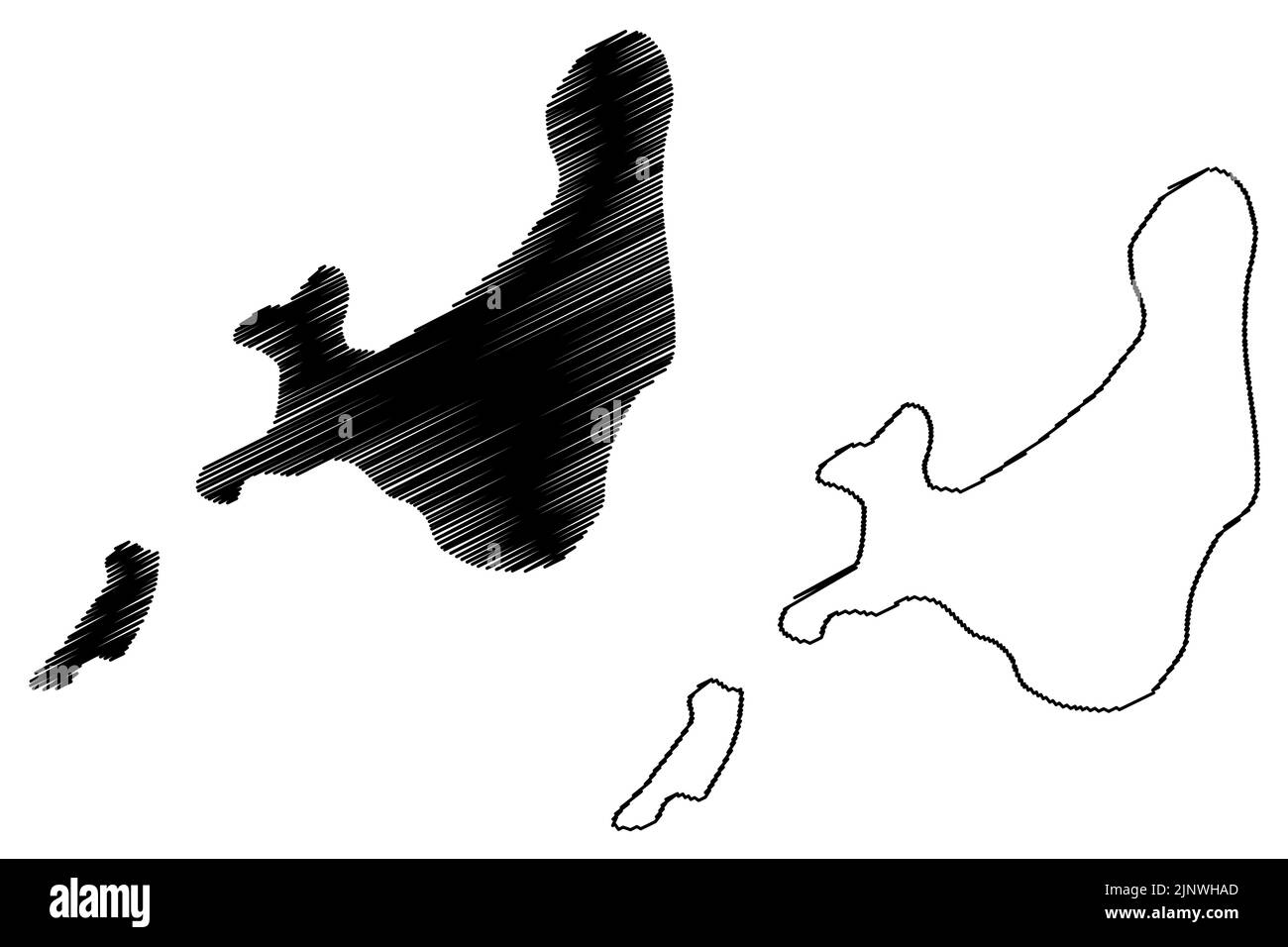 Isola di Nabuyongo (Repubblica unita di Tanzania, Lago Vittoria) illustrazione vettoriale mappa, schizza mappa Godsida Illustrazione Vettoriale