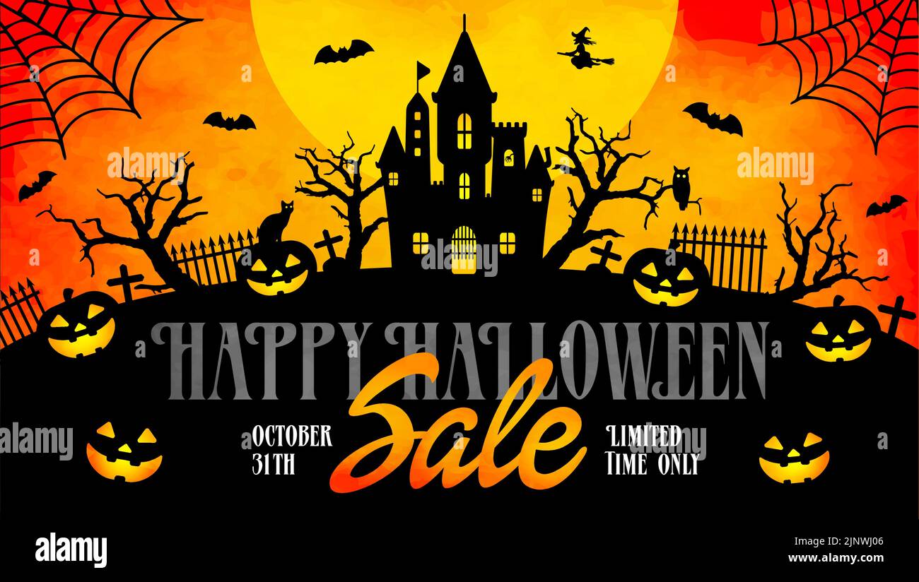 Halloween vendita vettore banner illustrazione Illustrazione Vettoriale