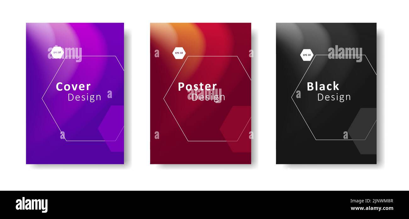 Set di poster con onde astratte sfocate e forme geometriche Illustrazione Vettoriale