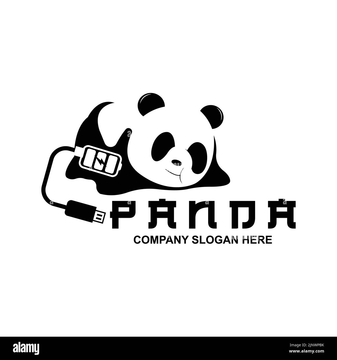 cute panda logo disegno vettoriale, animale sfondo illustrazione Illustrazione Vettoriale