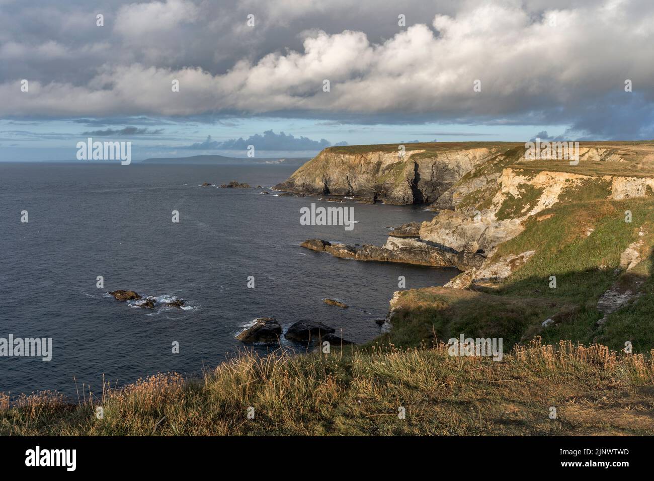 North Cliffs da Godrevy; Cornwall; Regno Unito Foto Stock
