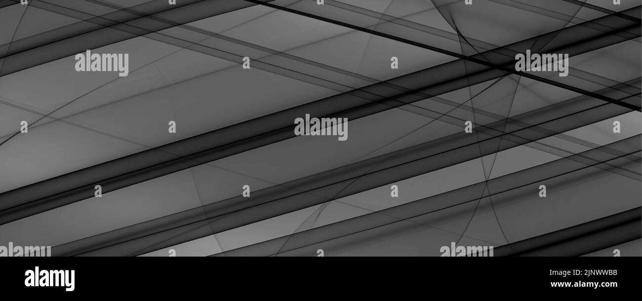 Sfondo astratto Banner 8K chiaro, scuro, monocromatico, Nero, Bianco, Raggio grigio, laser, nebbia, strisce, griglia, Quadrato, gradiente Foto Stock