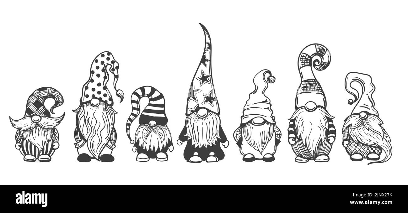 Insieme di schizzi GNOME Illustrazione Vettoriale