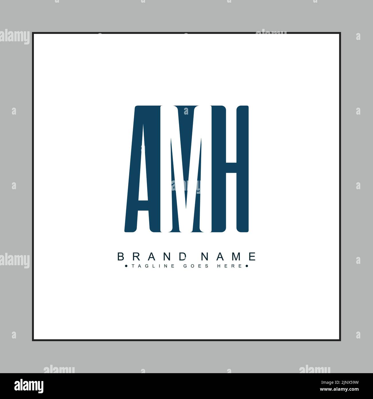 Lettera iniziale Logo AMH - Logo commerciale minimo per alfabeto A, M e H. Illustrazione Vettoriale
