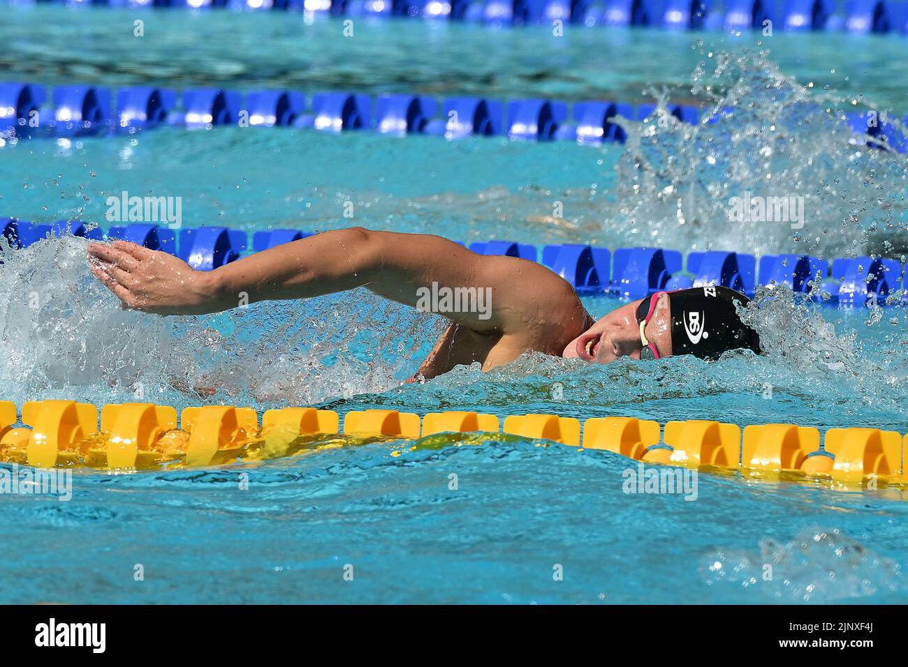 Roma, Italia. 14th ago, 2022. Roma, 11 agosto 2022 Campionati europei di nuoto a Roma 2022 nella foto: L'atleta spagnolo Angela Guillen Martinez durante i 1500 metri di freestyle Heat Roma, 11 agosto 2022 i Campionati europei di nuoto a Roma 2022 nella foto: L'atleta spagnolo Angela Guillen Martinez durante i 1500 metri di freestyle Battery Credit: Agenzia indipendente per le foto/Alamy Live News Foto Stock