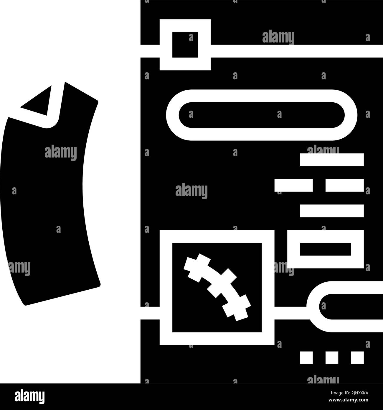 illustrazione del vettore dell'icona del glifo della cicatrice del nastro Illustrazione Vettoriale