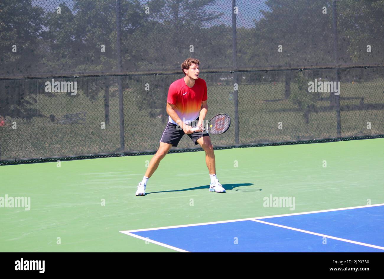 Pablo Carreño busta di Spagna pratica il suo tennis al National Bank Open di Montreal, Canada il 6 agosto 2022. Foto Stock
