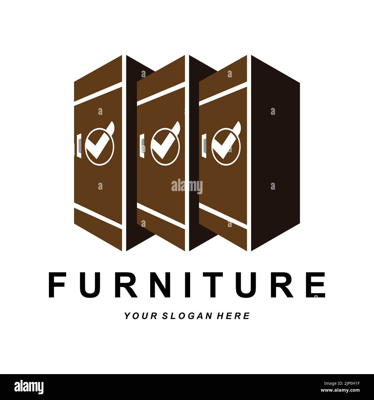 Wardrobe Logo Design, Mobili Abbigliamento Place Illustrazione, legno Craft Company Brand Icon Vector Illustrazione Vettoriale