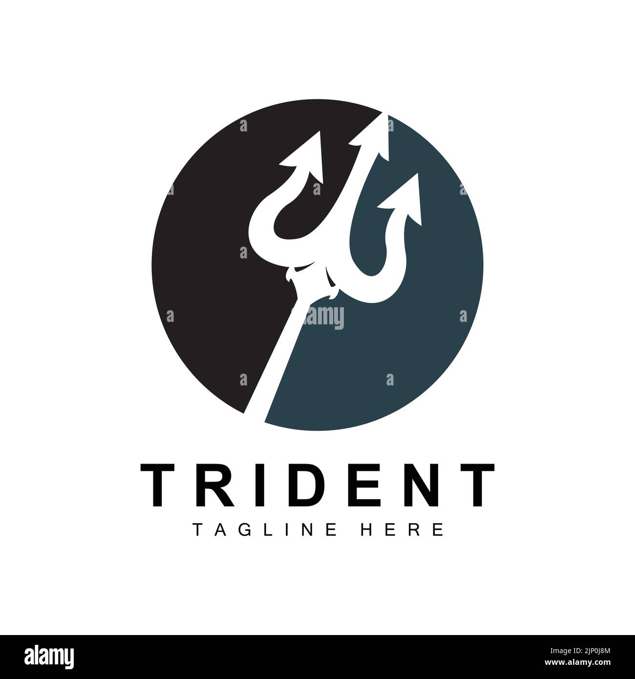 Trident Logo Template Vector Icon Design, god War Weapon, spear power dell'oceano Illustrazione Vettoriale