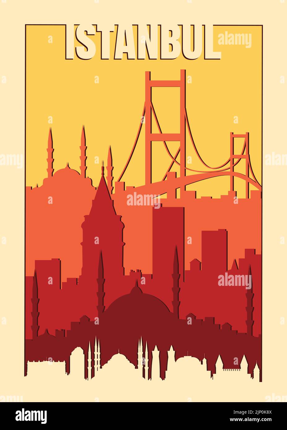 Poster da viaggio di Istanbul in stile vintage Illustrazione Vettoriale