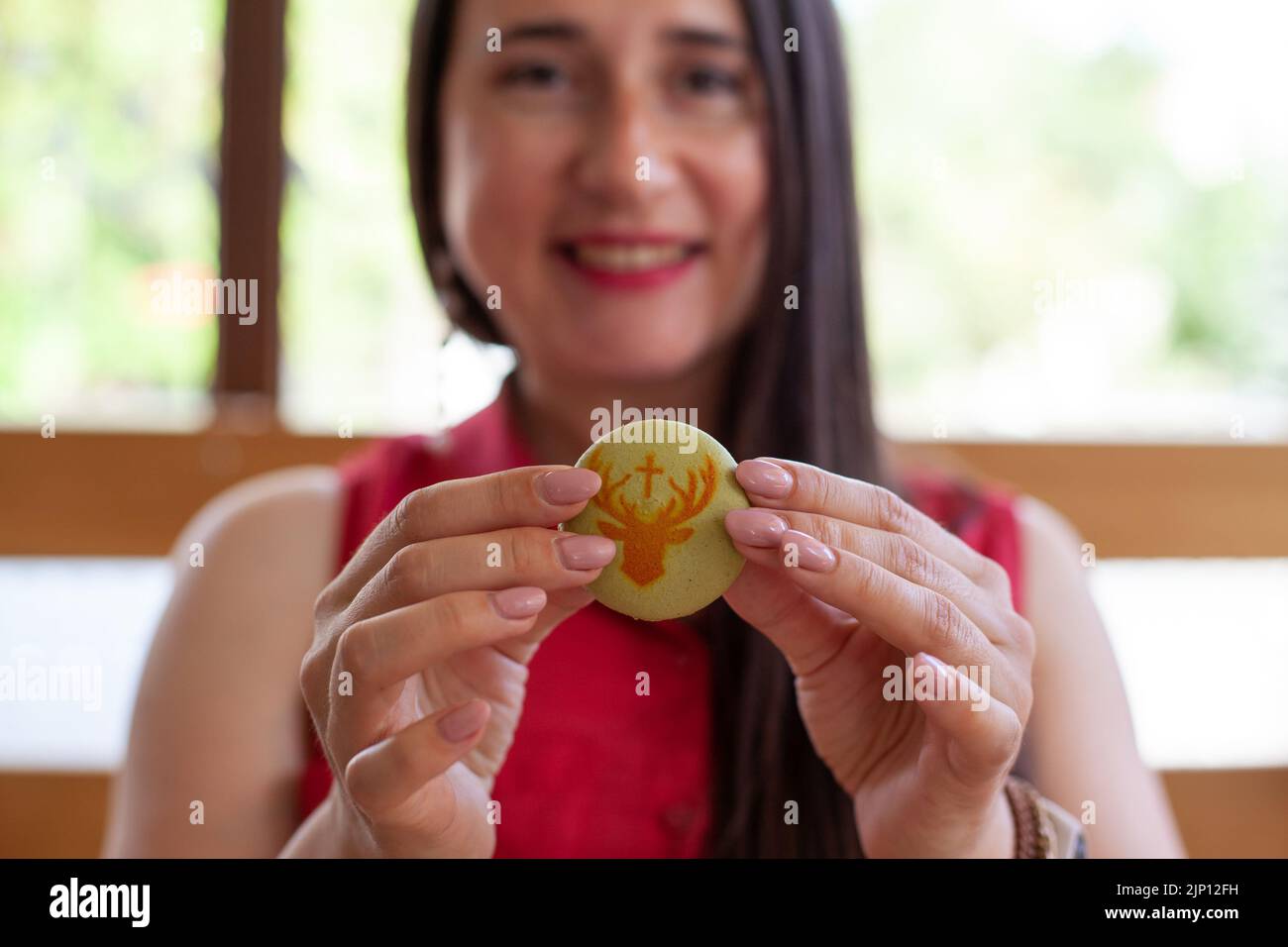 macaron con logo jagermeister stampato Foto Stock