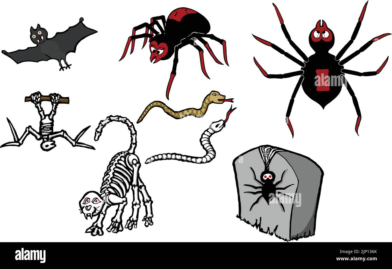 set di fumetti di creature halloween Illustrazione Vettoriale