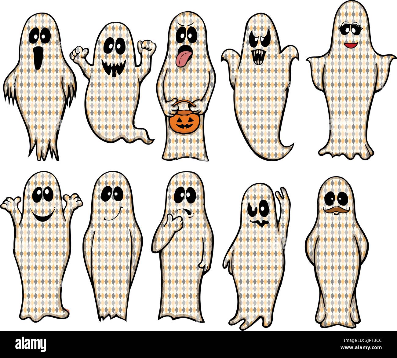 i fantasmi del cartone animato di argyle che fanno il vario volto divertente Illustrazione Vettoriale