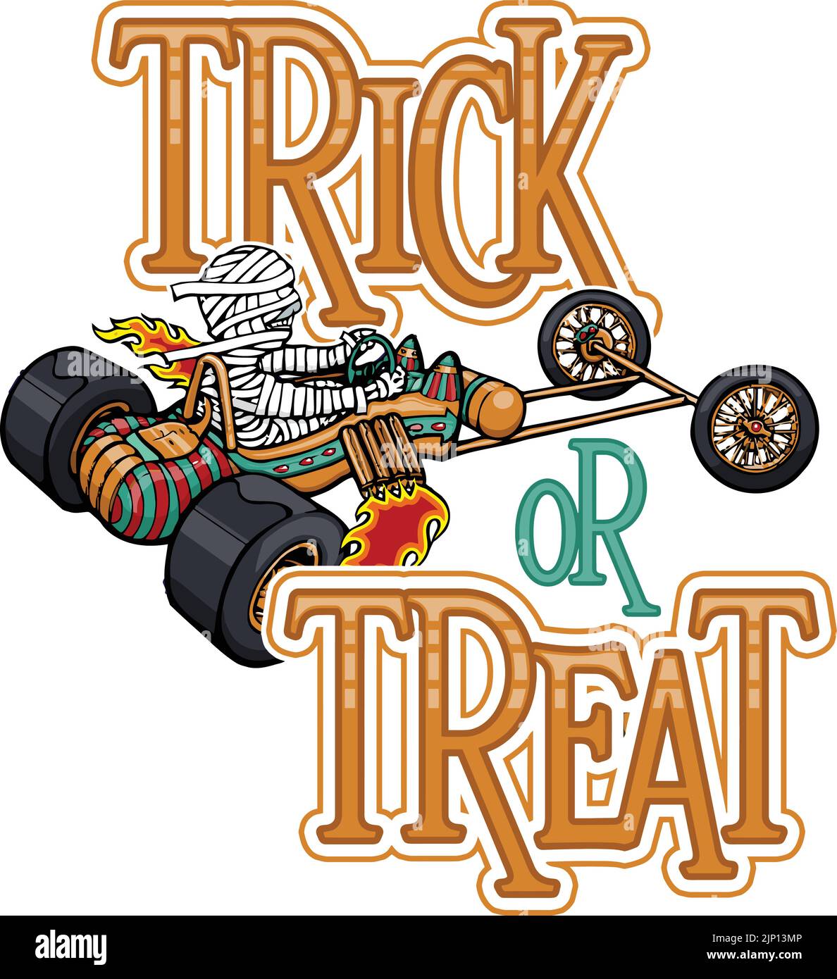 fumetto guida un go cart - trucco o trattare Illustrazione Vettoriale