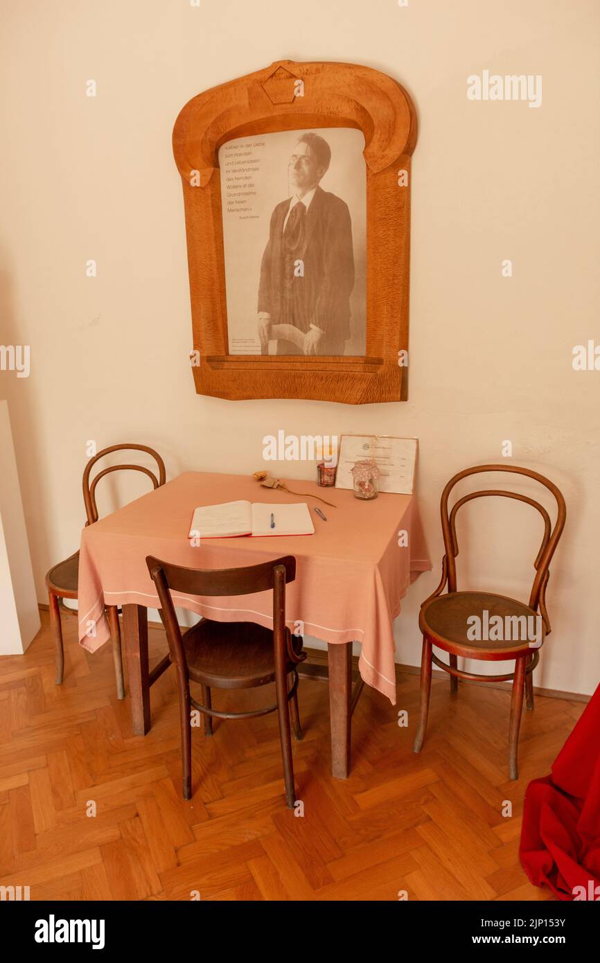 Donji Kraljevec, Croazia - 14 agosto 2022 : la casa dove nacque Rudolf Steiner. Luogo di nascita. Foto Stock