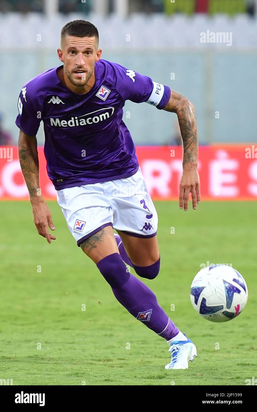 Stadio Artemio Franchi, Firenze, 14 agosto 2022, Cristiano Biraghi (ACF Fiorentina) durante ACF Fiorentina vs US Cremonese - calcio italiano Foto Stock