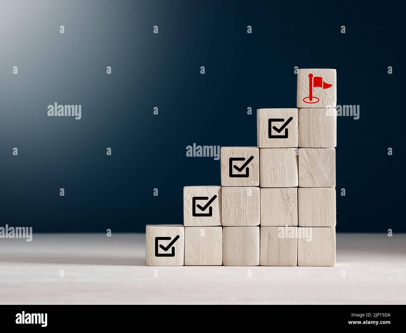 Raggiungimento degli obiettivi aziendali e successo aziendale. Gestione del controllo qualità, garanzia di qualità di prodotti e servizi. Elenco di controllo sondaggio e valutazione pro Foto Stock