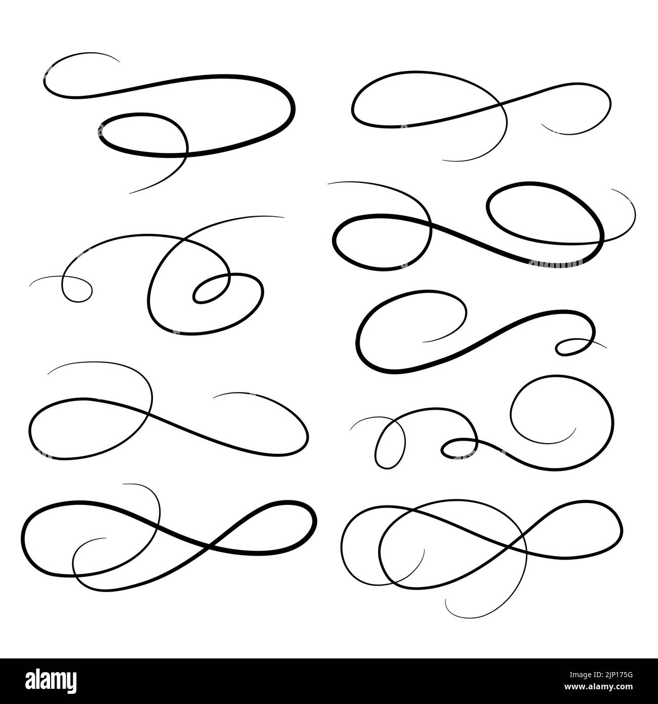 Sottolineato swises coda raccolta. Elemento Swoosh per lo sport, logo design. Illustrazione disegnata a mano con vettore Illustrazione Vettoriale