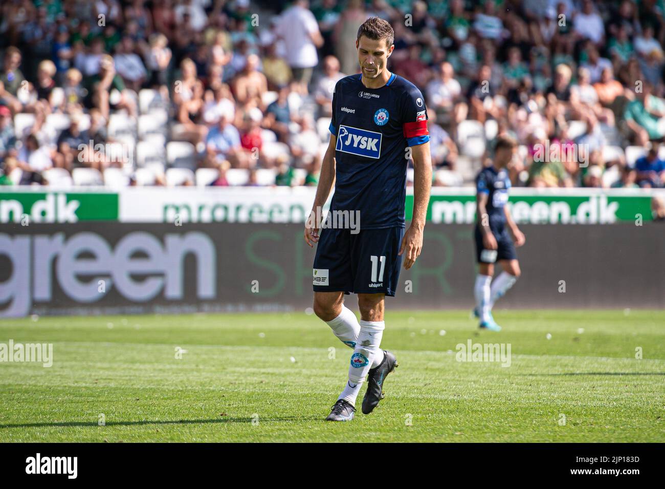 Viborg, Danimarca. 14th ago, 2022. Nicklas Helenius (11) di Silkeborg SE visto durante la Superliga match 3F tra Viborg FF e Silkeborg IF all'Energi Viborg Arena di Viborg. (Photo Credit: Gonzales Photo/Alamy Live News Foto Stock