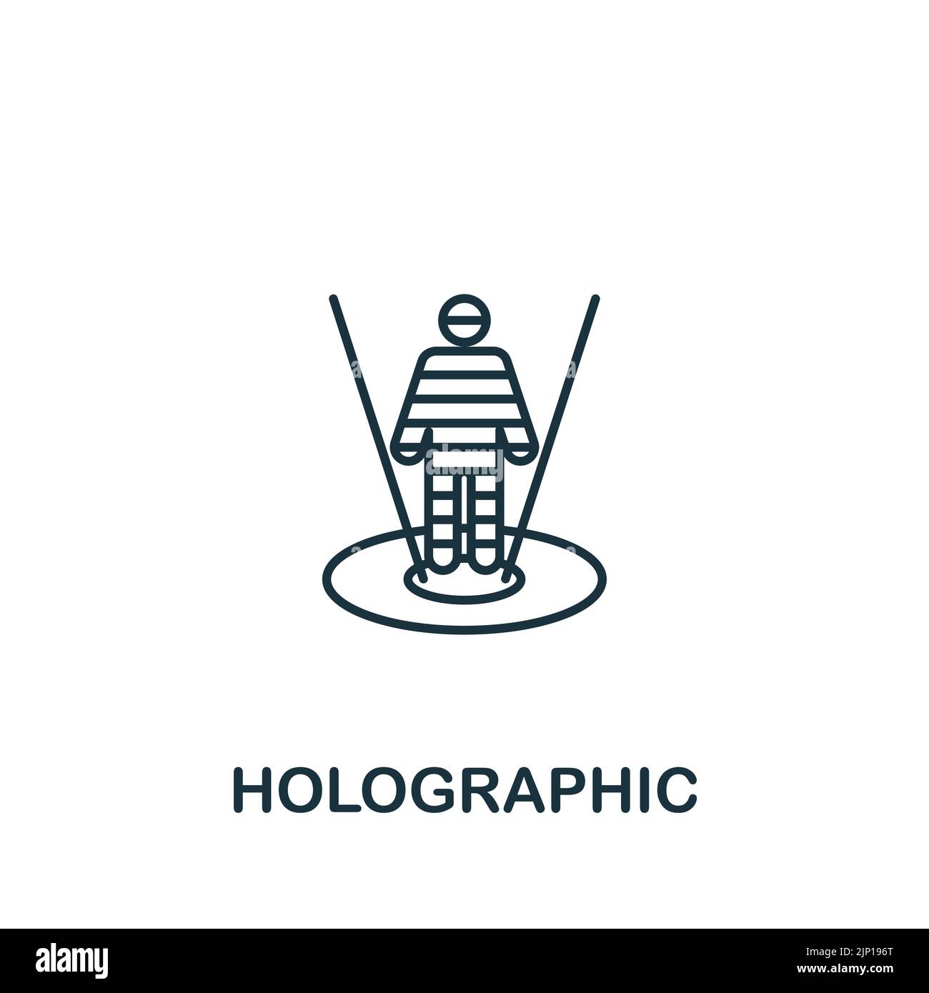 Icona olografica. Icona tecnologia monocromatica Simple Line Future per modelli, web design e infografiche Illustrazione Vettoriale