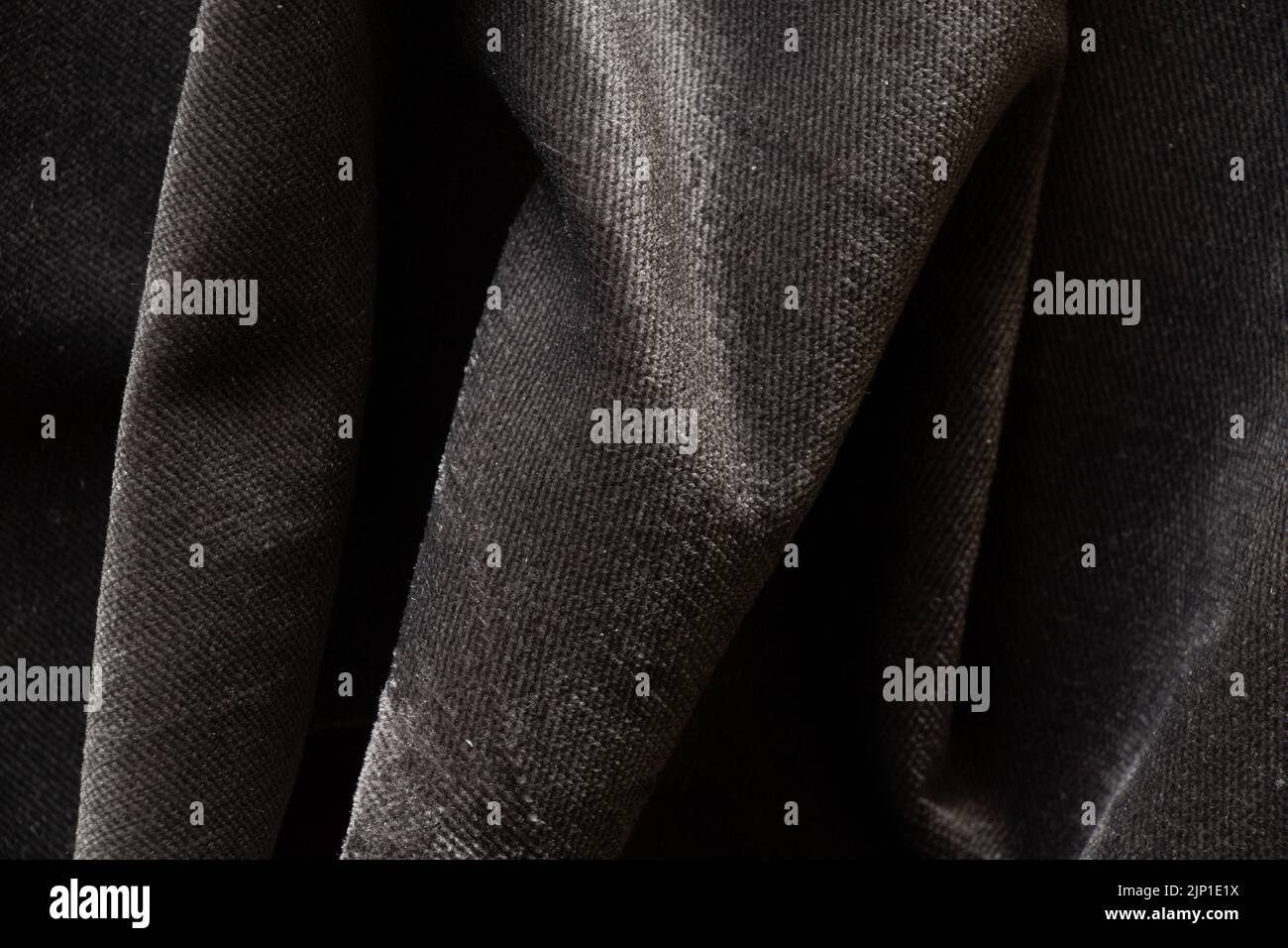 Tessuto grinzito grigio per lo sfondo, tessuto per la foto macro di sfondo Foto Stock