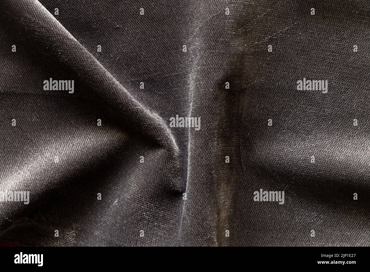 Tessuto grinzito grigio per lo sfondo, tessuto per la foto macro di sfondo Foto Stock