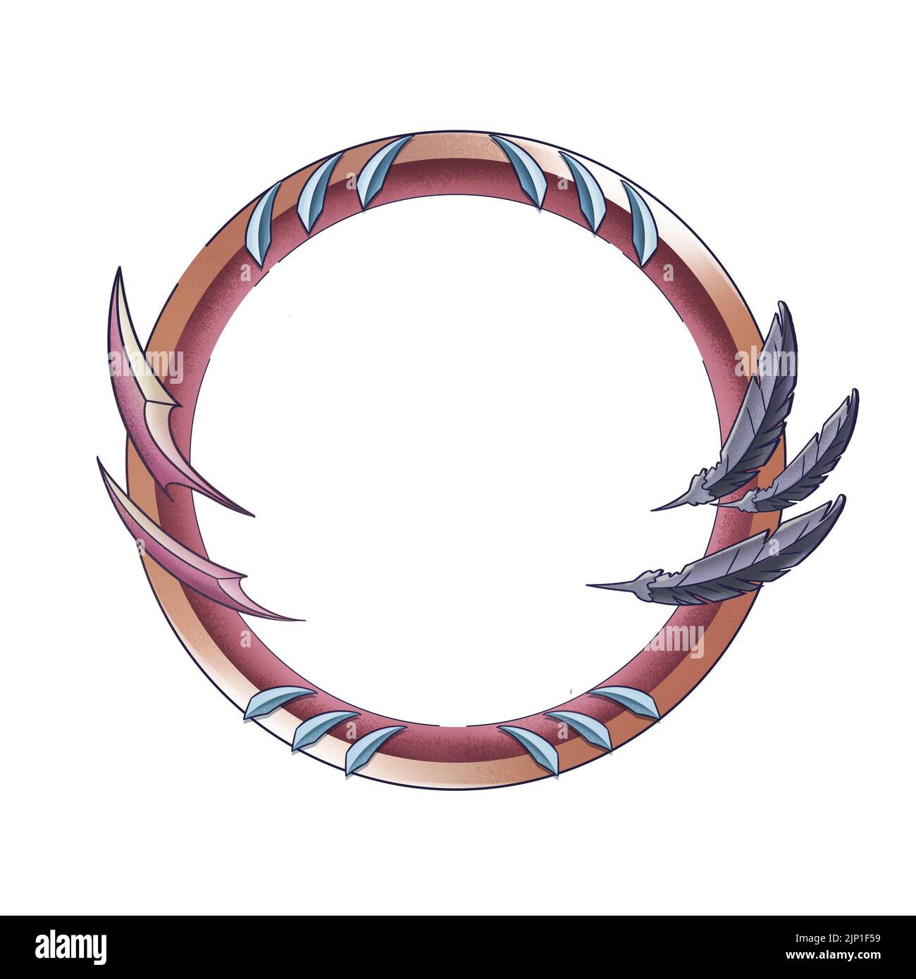 Badge rotondo. L'interfaccia utente nel gioco. Sfondo del disegno. Illustrazione del libro. Scena del videogioco. Serious Digital Painting. Sfondo illustrazione CG. Foto Stock