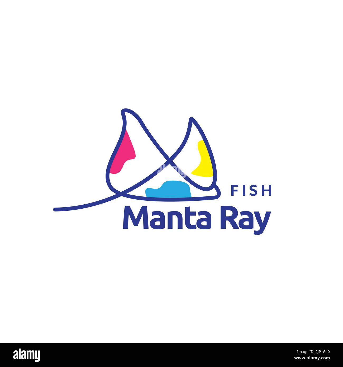 pesce manta ray astratto logo design Illustrazione Vettoriale