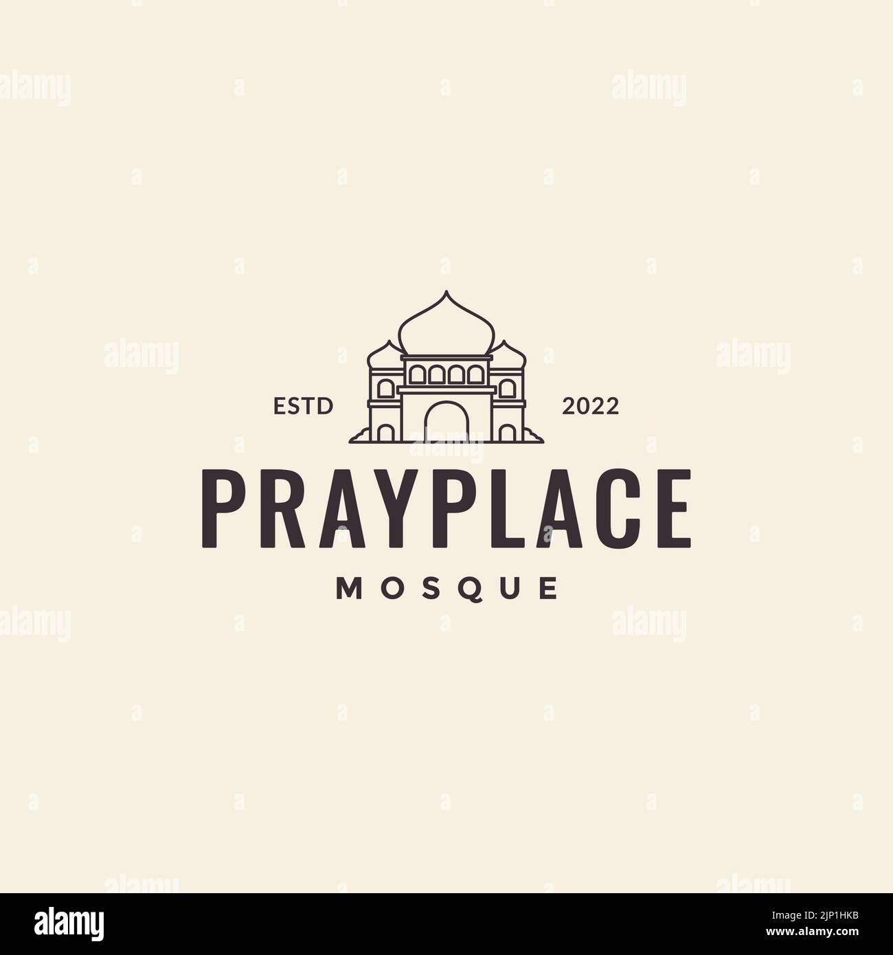 logo della moschea minimal line hippster Illustrazione Vettoriale
