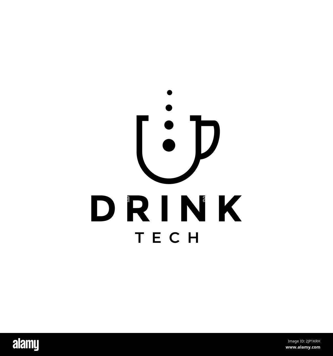 design minimalista con logo per la tecnologia delle bevande a tazza Illustrazione Vettoriale
