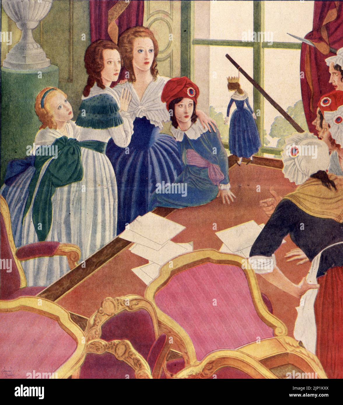 Marie Antionette ha pubblicato il 3,1934 giugno nella rivista American Weekly dipinta da Edmund Dulac per la serie 'Follies that Dovressed Famous Queens'. Foto Stock