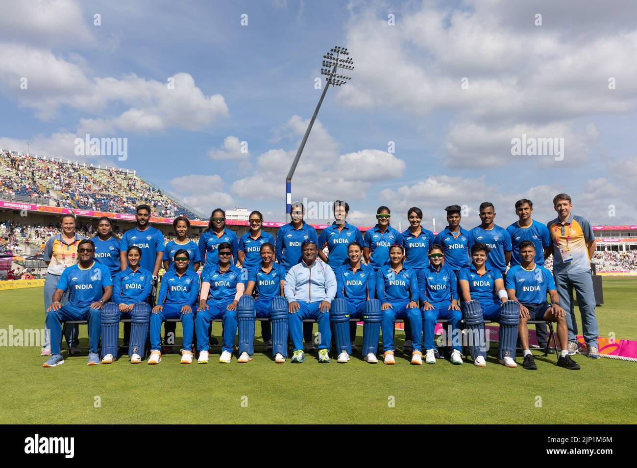 06-8-22 - la squadra di cricket indiana femminile al campo di cricket di Edgbaston durante i Giochi del Commonwealth di Birmingham del 2022. Foto Stock