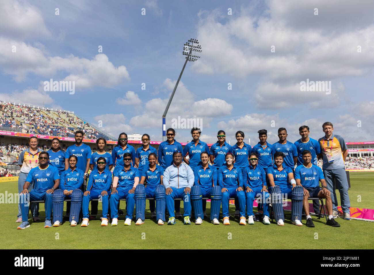 06-8-22 - la squadra di cricket indiana femminile al campo di cricket di Edgbaston durante i Giochi del Commonwealth di Birmingham del 2022. Foto Stock