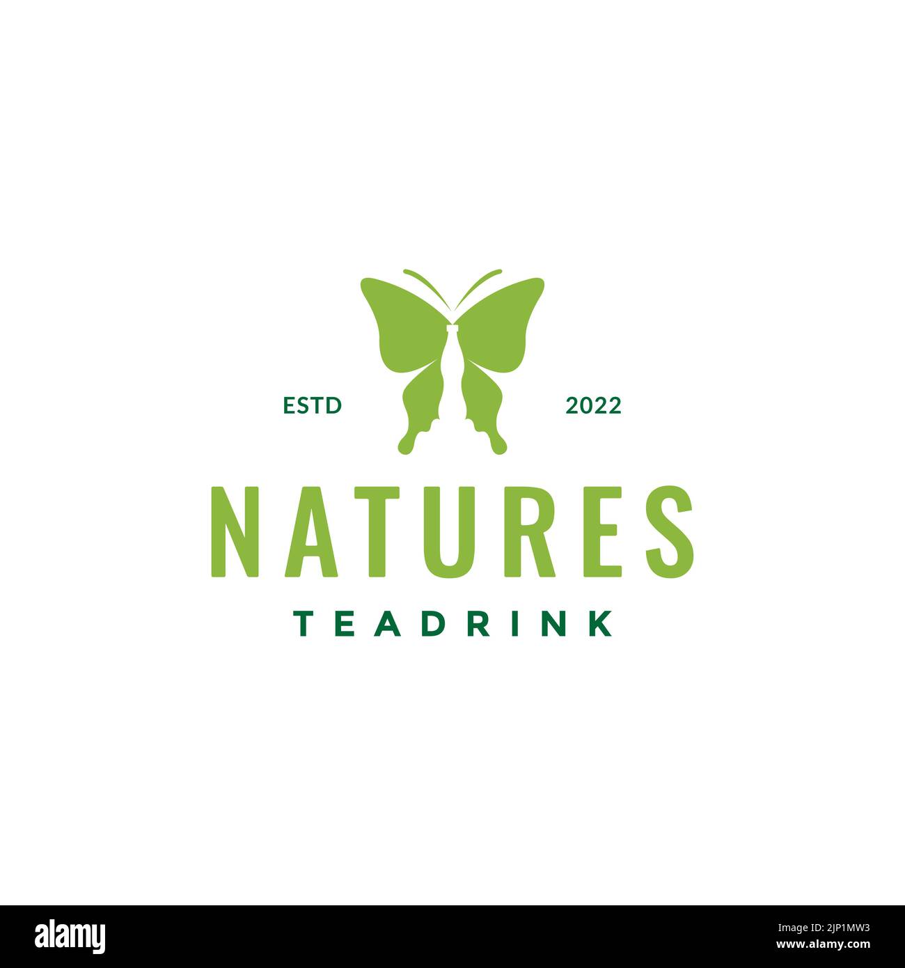 logo butterfly green drink design Illustrazione Vettoriale