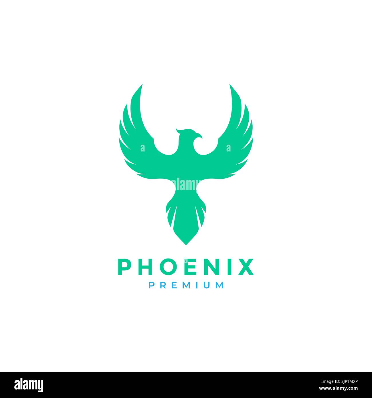design piatto phoenix fly colorato con logo Illustrazione Vettoriale