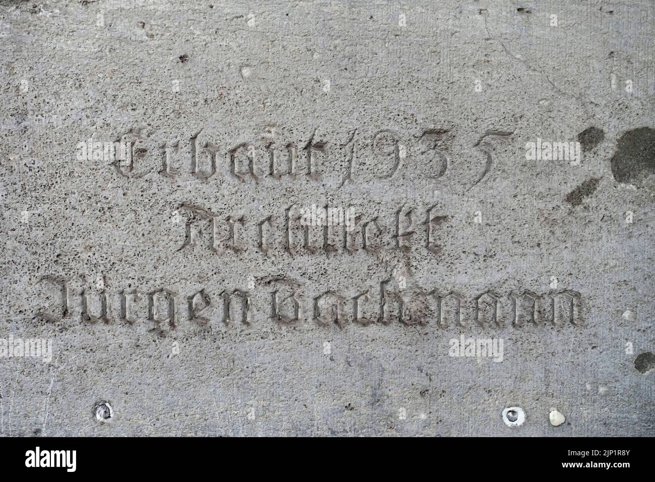 Iscrizione architetto Jürgen Bachmann, 1935, Berlino, Germania Foto Stock