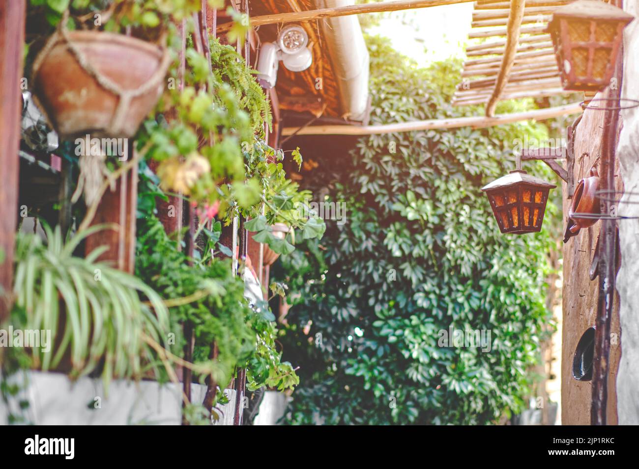 Insegna fuori la Nueva Palomino, un ristorante tradizionale di pic-nic nella città di Arequipa, Perù. Messa a fuoco selettiva. Foto Stock