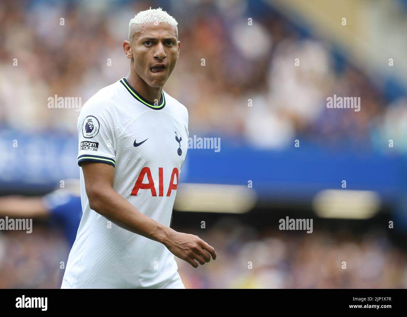 Londra, Regno Unito. 14th ago, 2022. Richarlison di Tottenham Hotspur durante la partita della Premier League a Stamford Bridge, Londra. Il credito dell'immagine dovrebbe essere: Paul Terry/Sportimage Credit: Sportimage/Alamy Live News Foto Stock