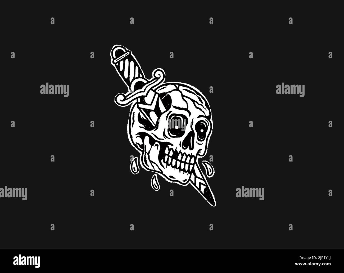 Vecchia scuola disegno tatuaggio spada grafica Foto Stock