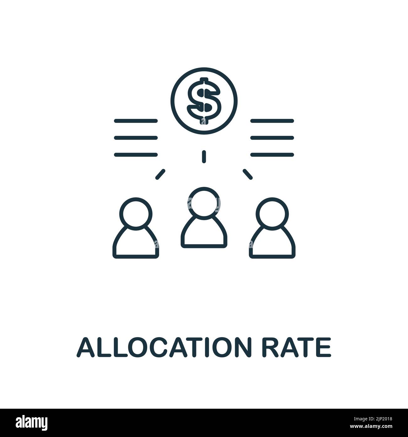 Icona tasso di allocazione. Segno colorato dell'elemento dalla collezione dei revisori. Flat Allocation segno icona di tasso per il web design, infografica e altro ancora. Illustrazione Vettoriale