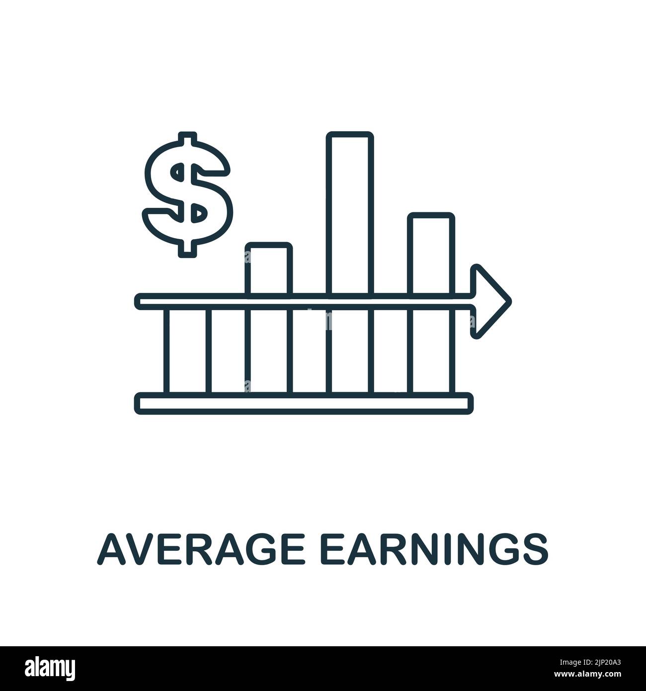Icona Average Earnings Flat (guadagno medio). Segno colorato dell'elemento dalla collezione dei revisori. Flat Media guadagni icona segno per il web design, infografica e più. Illustrazione Vettoriale