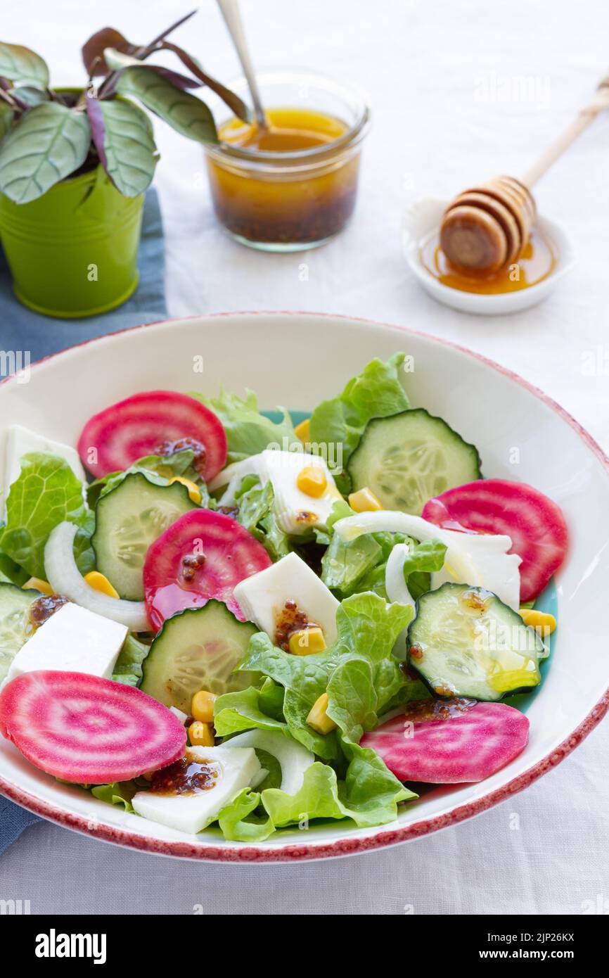 insalata, condimento di cipolla-senf, a basso contenuto di grassi, insalate Foto Stock