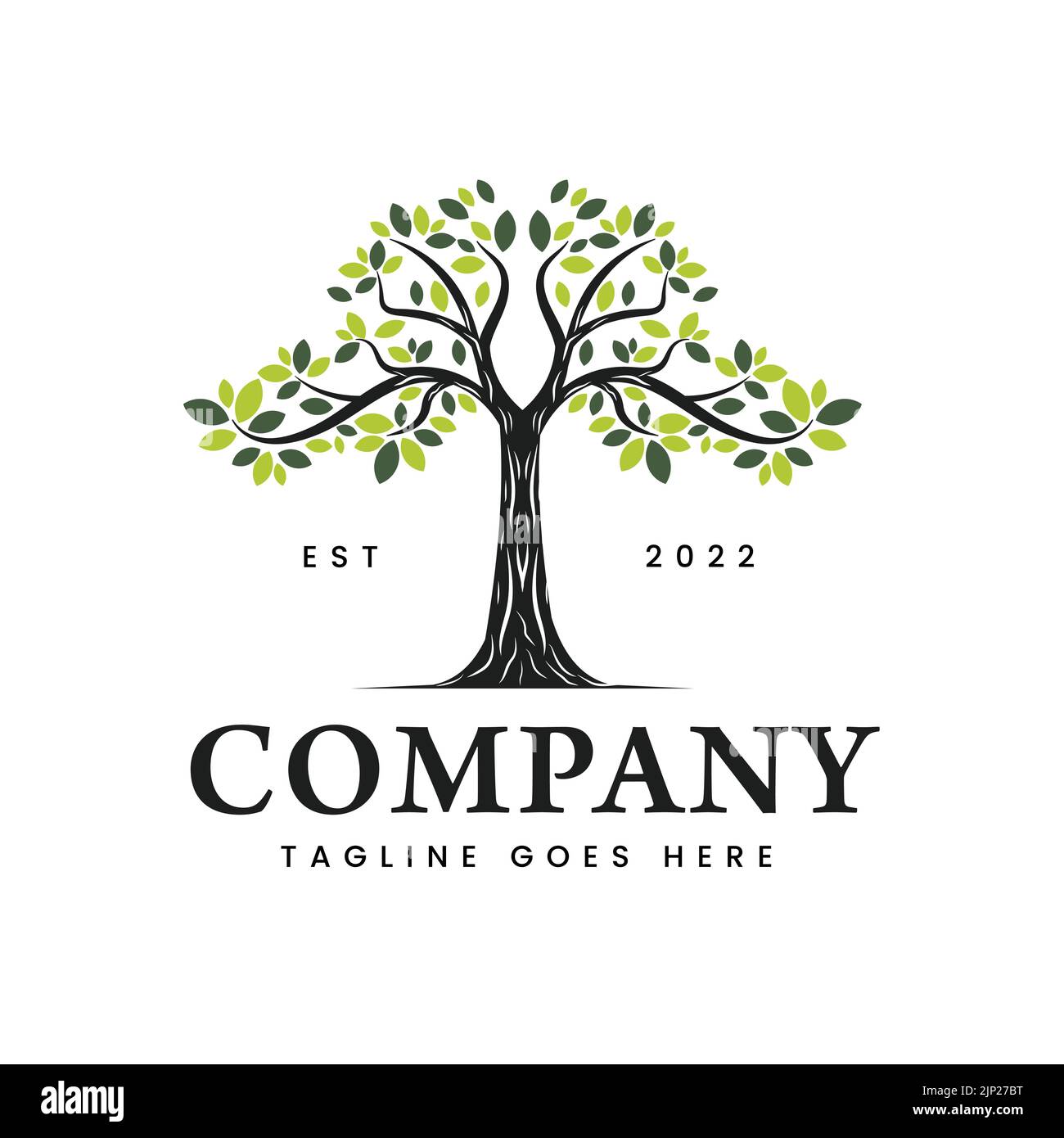 Illustrazione vintage del logo Family Tree of Life timbro Sigla silhouette Oak Banyan Maple logo disegno vettoriale Illustrazione Vettoriale