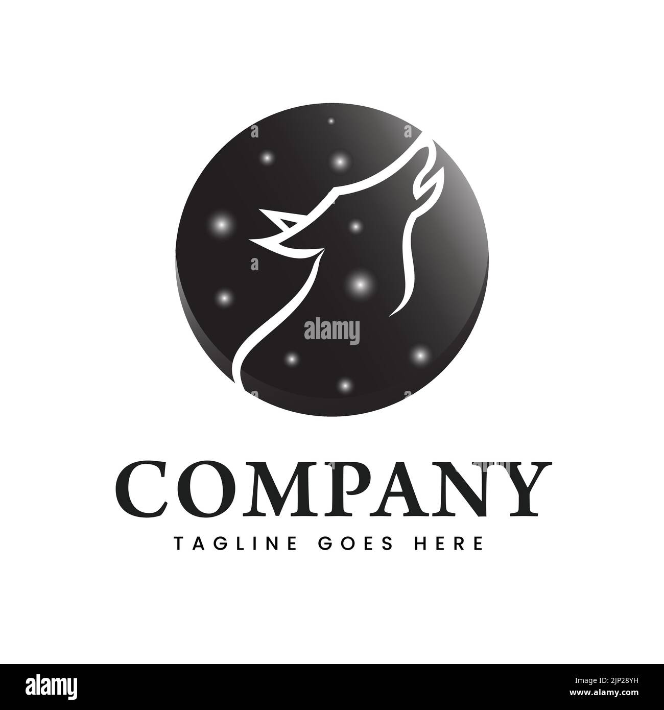 Lupo silhouette che urla sotto la luna. Loghi vettoriali. Fauna selvatica. Lupo selvatico. Illustrazione vettoriale Illustrazione Vettoriale