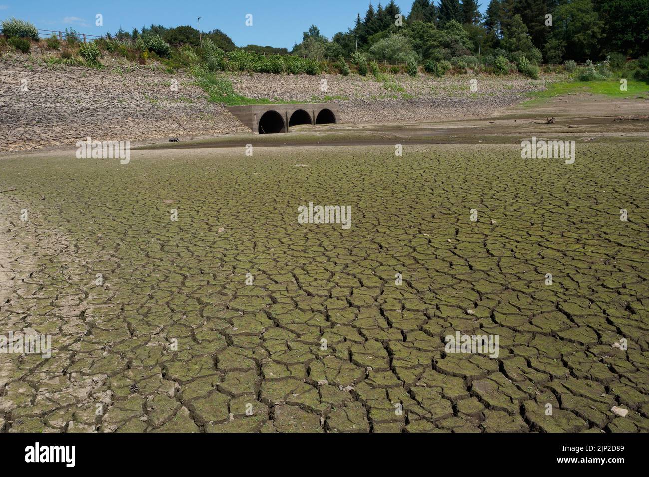 Wayoh Reservoir, Bolton Lancashire in condizioni di siccità Foto Stock