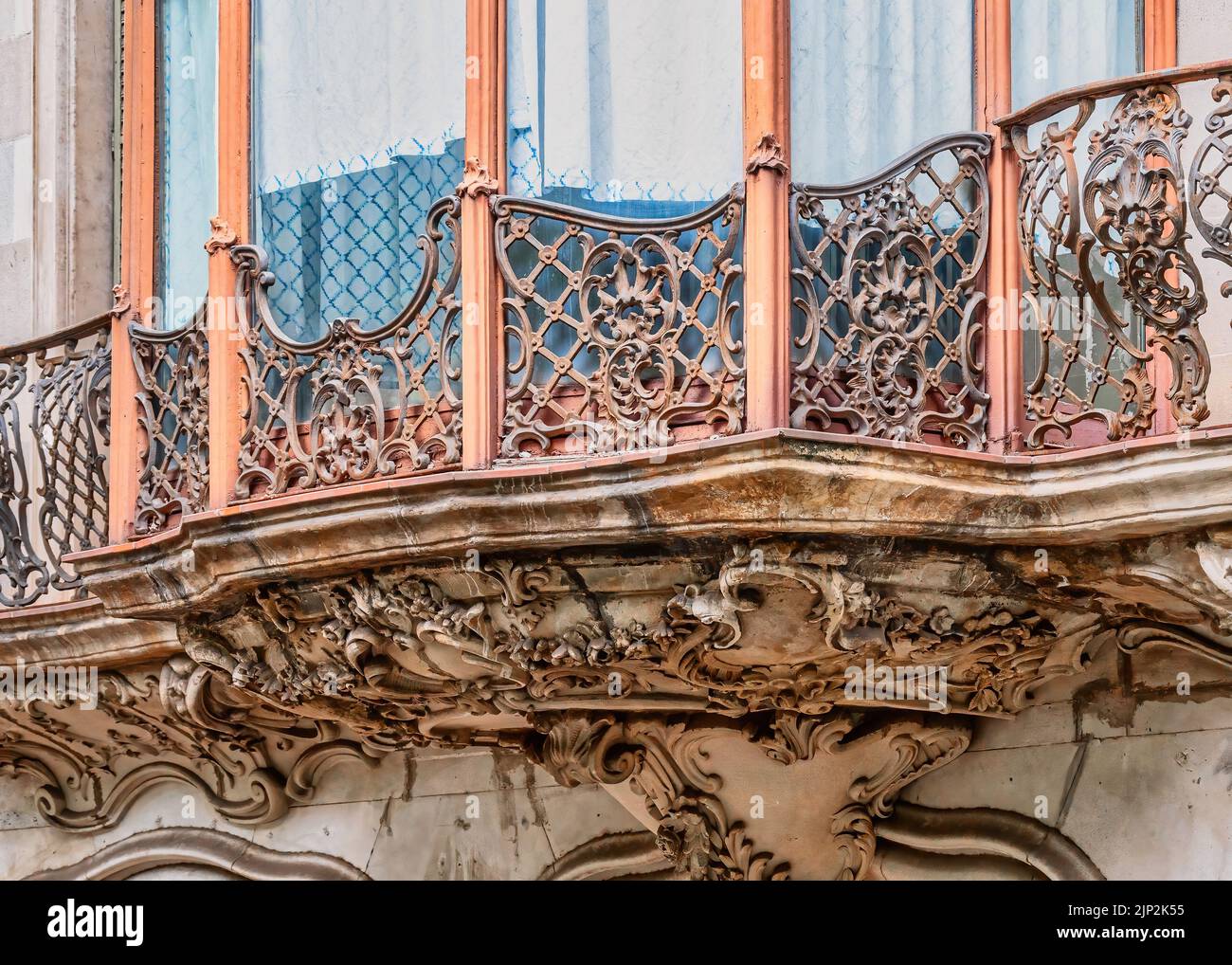 Particolare della vecchia architettura a Barcellona, Spagna Foto Stock