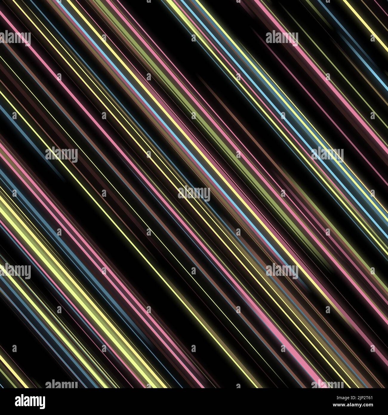Linee diagonali a strisce luminose strisce neon con movimento astratto colorato e luminoso e linee di velocità su sfondo nero per sfondi Foto Stock