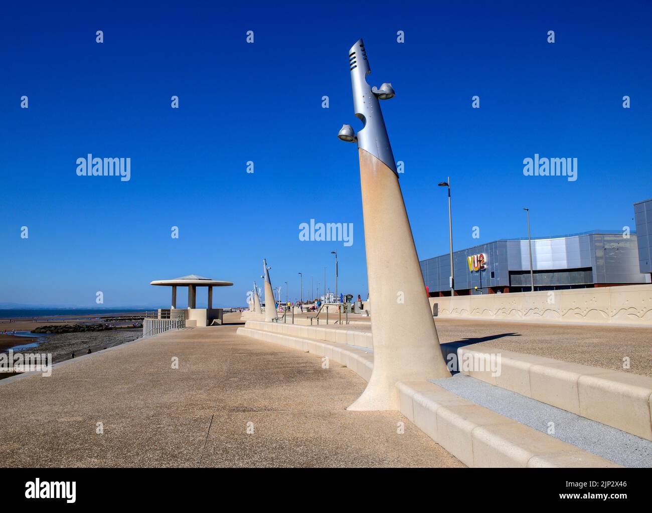 Thornton-Cleveleys Promenade e difesa del mare, Lancashire Foto Stock