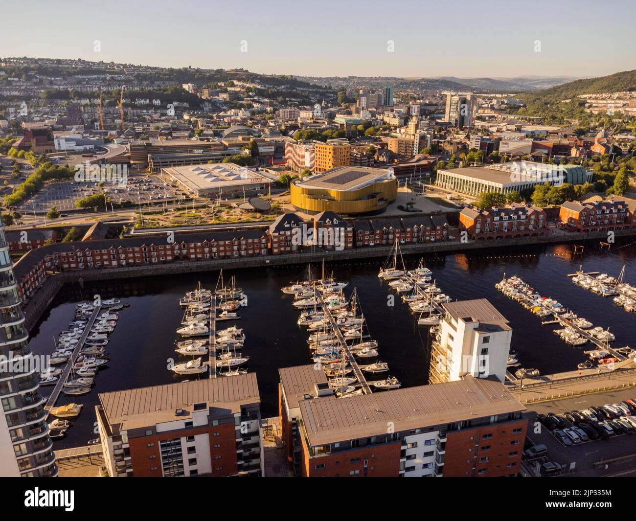 Vedute aeree della nuova Swansea Arena Agosto 2022 Foto Stock